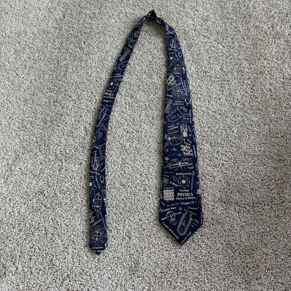 Museum Artifacts Tie Mens One Size Blue Silk Physics Science Academic Novelty